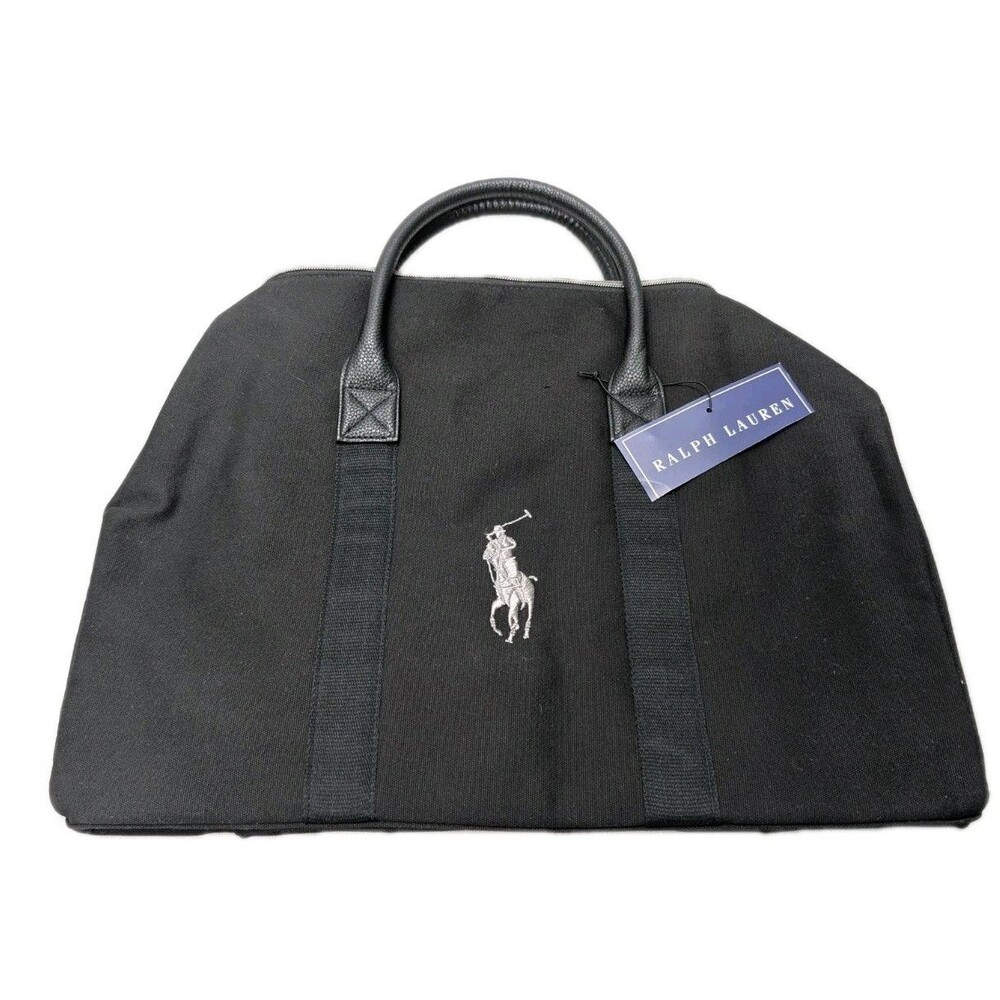 Polo Ralph Lauren Fragrances Black Canvas Duffle Bag Weekender Travel Tote NWT